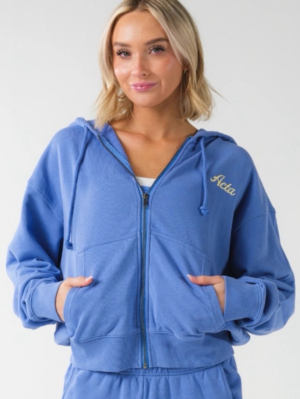 ACTA Azure Cherry Full-Zip Hooded Sweatshirt